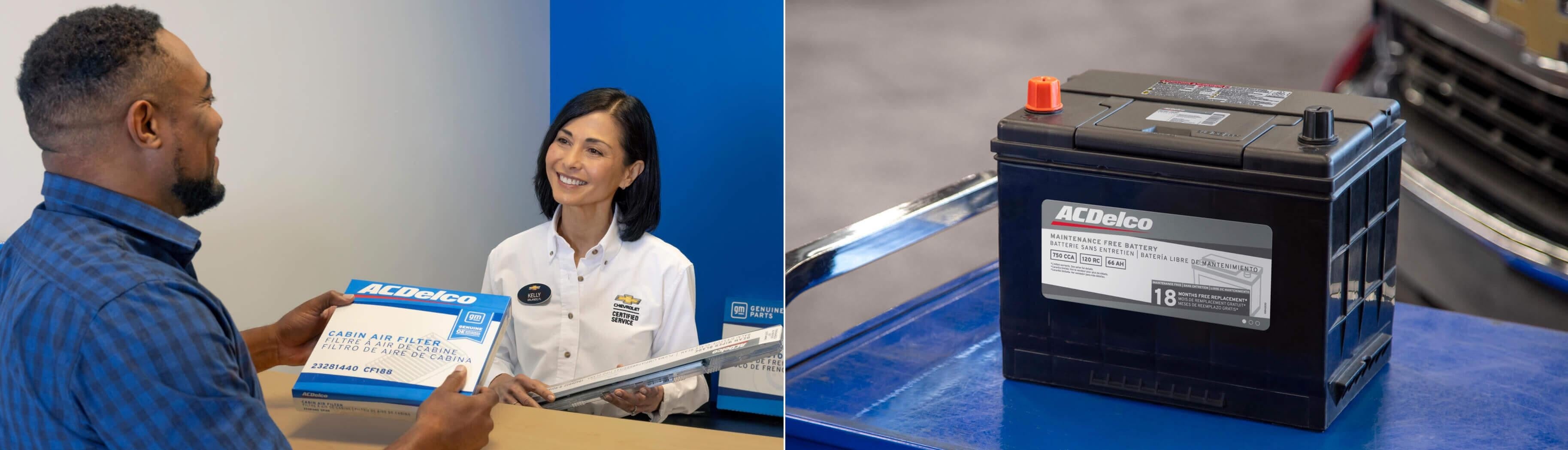 customer and salesperson with aldeco parts Bomnin Chevrolet Buick GMC Nanuet in Nanuet NY