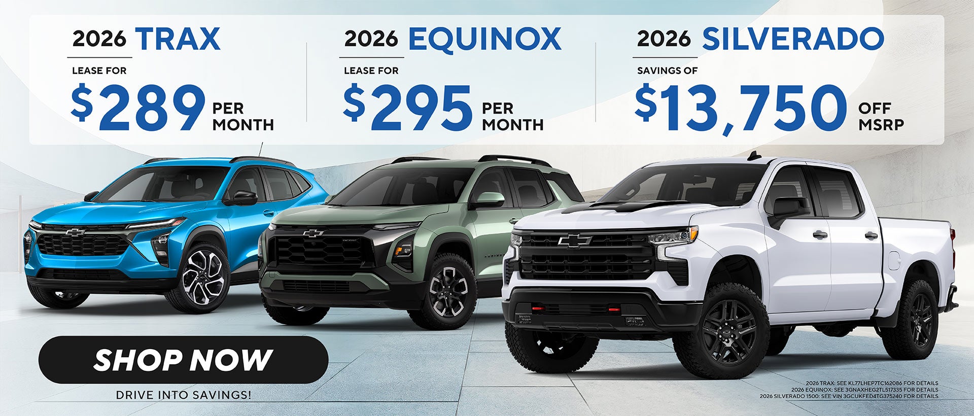 2026 Trax 2026, Equinox 2026, and Silverado